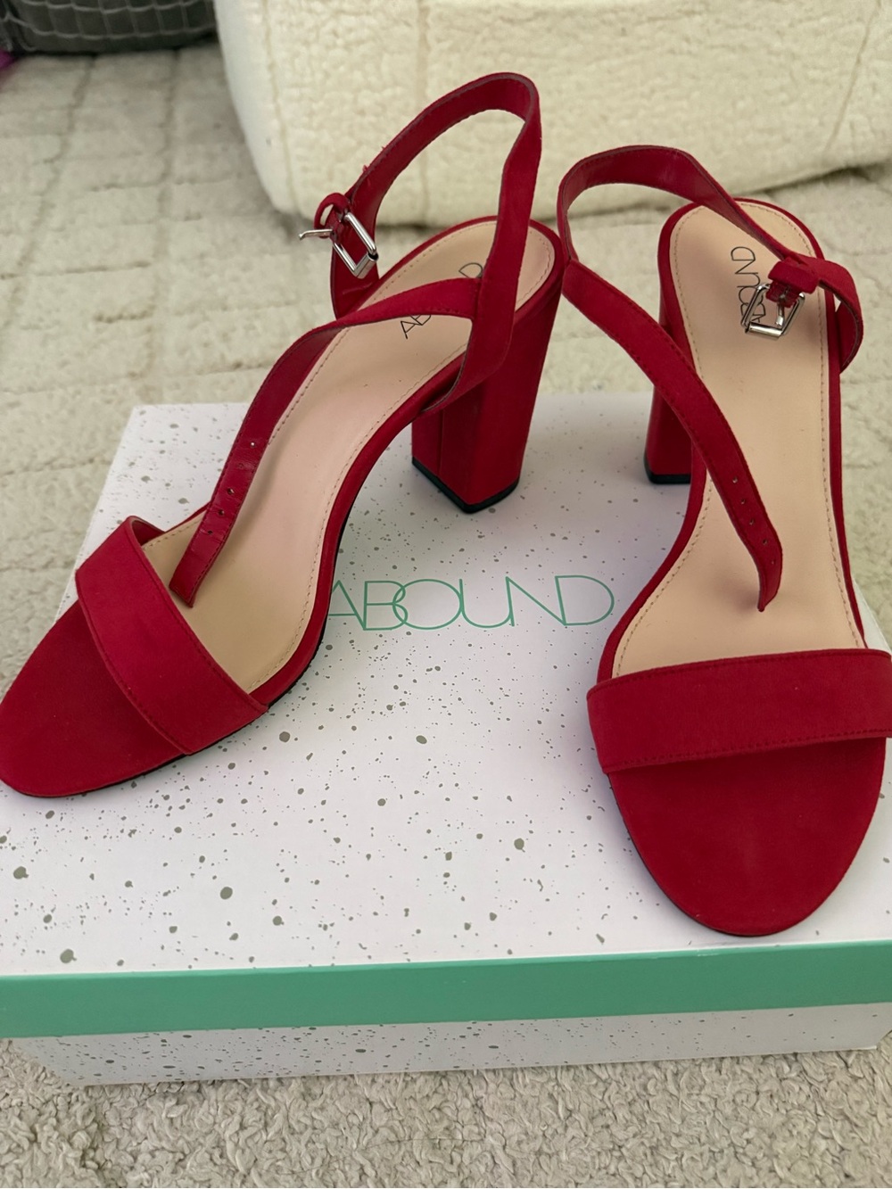 Abound Red Suede Block Heel Slingback Sandals